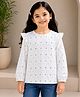 Tiara Cotton Elastane Knit Full Sleeves Abstract Printed Top - White
