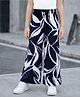 Tiara Cotton Rib Knit Tropical Theme Printed Pants - Navy Blue