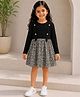 Tiara Cotton Rib Knit Full Sleeves Leopard Printed Dress - Black