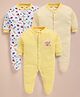 Wonderchild Interlock Woven Half Sleeves Striped Sleep Suits with Elephant & Fruits Print Pack of 3 - Yellow & White