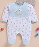 Wonderchild Interlock Woven Half Sleeves Sleep Suits with I Love Mommy Duck Patch & Print - Light Blue & White
