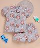Wonderchild Interlock Knit Shirt and Shorts Co-ords Set with Half Sleeves and Bear Print in Grey