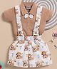 Wonderchild Half Sleeve Interlock Woven Party T-Shirt & Shorts Set With Bear Print - Brown