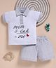 Wonderchild Interlock Knit Half Sleeves T-Shirt and Shorts Set with Text Print - Light Grey