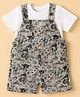 Wonderchild Interlock Woven Dungarees & T-Shirt With Jungle/Safari Theme Print - White