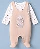 Wonderchild Interlock Woven Full Sleeves Sleep Suit With Inner Tee With Bear Print - White