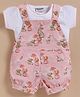 Wonderchild Interlock Woven Half Sleeves Animal Printed Top With Dungaree - White
