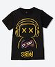 Wear Your Mind Knit Half Sleeves Music Theme Printed Tee - Black