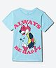 Wear Your Mind Knit Half Sleeves Happy Fox Printed Tee - Sky Blue