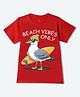 Wear Your Mind Knit Half Sleeves Surfer Seagull Printed Tee - Red