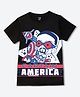 Wear Your Mind Knit Marvel Featuring Half Sleeves Captain America & Redwing Printed Tee - Black