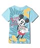 Wear Your Mind Knit Disney Featuring Half Sleeves Mickey Mouse Printed Tee - Sky Blue