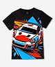 Wear Your Mind Knit Half Sleeves Supercar Printed Tee - Black