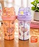 MANAKI ENTERPRISE Double Compartment Bottle, Dual Purpose Straw Bottle For Two Types Of Different Fluid, With Add On Stickers Included, Suitable For Kids, Boys, Girls, School And Home(420ML)