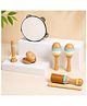 MANAKI ENTERPRISE Wooden Musical Instrument Set for Kids Age 3+ | Montessori Music Toys with Tambourine, Maracas, Castanet & Guiro | Early Learning Rhythm & Sound Toys for Toddlers