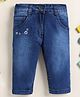 Unfab Denim Floral Embroidered Washed Jeans - Blue