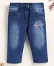 Unfab Denim Floral Embroidered Washed Jeans - Blue