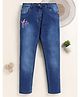 Unfab Denim Face Embroidered Washed Jeans - Blue