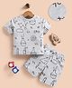 Unfab Cotton Knit Half Sleeves Chemistry Theme Printed Coordinating Tee & Shorts Set - Grey