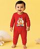The Peppy Tend 100% Cotton Knit Ganesh Chaturthi Theme Full Sleeves My First Ganesh Chaturthi Text Printed Romper - Red