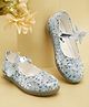 Tiny Bugs Stone Embellished Butterfly Applique Detailed Velcro Closure Mary Jane Ballerinas - Blue