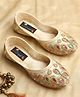 Tiny Bugs Sequins Embellished Leaves Embroidered Mojaris - Multi Colour