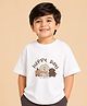 Kidbea Bamboo Woven Half Sleeves Bear Printed Tee - White