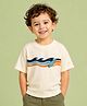 Kidbea Bamboo Woven Half Sleeves Waves Printed Tee - Cream
