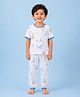 Kidbea Bamboo Woven Half Sleeves Sea Life Printed Coordinating Tee & Pants Set - White