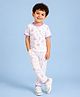 Kidbea Bamboo Woven Half Sleeves Floral Printed Coordinating Tee & Pants Set - White