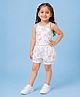 Kidbea Bamboo Woven Sleeveless Bunnies & Floral Printed Coordinating Tee & Shorts Set - White