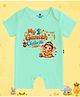 The Peppy Tend 100% Cotton Knit Ganesh Chaturthi Theme Half Sleeves My 1st Ganesh Chaturthi Text Printed Romper - Sea Green