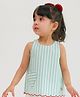 Tiber Taber Cotton Woven Sleeveless Striped Top - Green
