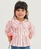 Tiber Taber Cotton Woven Full Sleeves Striped Top - Pink