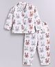 Snuggly MONKEY Textile Woven Full Sleeves Bunny Printed Coordinating Shirt & Pant Set - White
