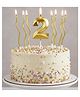 Bubble Trouble 2 Number with Spiral Candle for Birthday, Anniversary Cake Decoration Golden