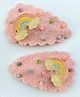 FOLLOW THE NEEDLE Rainbow Applique Detailed Tictac Hair Clips - Pink