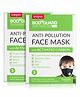 BodyGuard Small N99 + PM2.5 Anti Pollution Face Maskwith 6 Layer Protection Activated Carbon Pack of 2 - Black