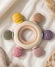 Blushbaby Silicone & Wooden Baby Teether for 3+ Months Babies , BPA Free Soft Chew Teething Ring for Infants & Newborns , Safe Sensory Teether for Gum Relief , Round Shape , Beige