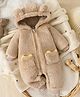Mark & Mia Cotton Mixes Full Sleeves Solid Winter Wear Hooded Romper - Khaki