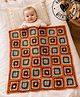 Woonie Handmade Granny Sqaure with Sherpa Lining Blanket - Orange