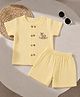 A Toddler Thing Cotton Knit Half Sleeves Deer Embroidered Shirt & Shorts Set - Yellow