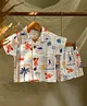A Toddler Thing Cotton Woven Half Sleeves Sea Life Printed Coordinating Shirt & Shorts Set - White