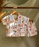 A Toddler Thing Cotton Woven Half Sleeves Beach Theme Printed Coordinating Shirt & Shorts Set - White