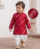 EARTHY TOUCH Woven Full Sleeves Printed Kurta & Dhoti Set - Red