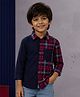 Kiddopanti Cotton Woven Full Sleeves Checked Shirt - Red & Navy Blue