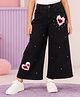 Kiddopanti Denim Heart Applique Detailed & Stone Embellished Flared Jeans - Black