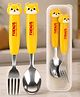 VGRASSP Animal Face Baby Fork And Spoon Set For Babies And Kids - Toddler Feeding Stainless Steel Utensils With Cartoon Handles And Storage Box - Color And Design May Vary