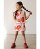 Tales & Stories Cotton Woven Sleeveless Tomatoes Printed Coordinating Top & Skort Set - Pink