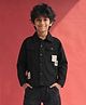 Tales & Stories Denim Woven Full Sleeves Patch Detailed Sweatjacket - Black